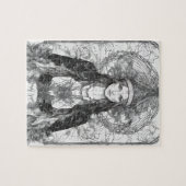 Zwart-wit Draw van een mooie heks Legpuzzel (Horizontaal)