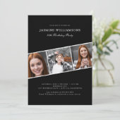 Zwart-wit drie foto collage verjaardag kaart (Staand voorkant)