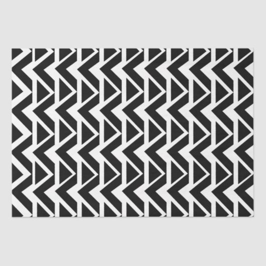 Zwart-wit driehoek Chevron Stripe Tissuepapier (Voorkant)