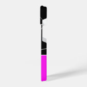 Zwart wit driehoek geometrie neon roze Monogram iPhone Hoesje (Linkerkant)