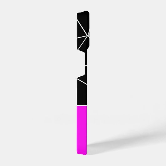 Zwart wit driehoek geometrie neon roze Monogram iPhone Hoesje (Rechterkant)