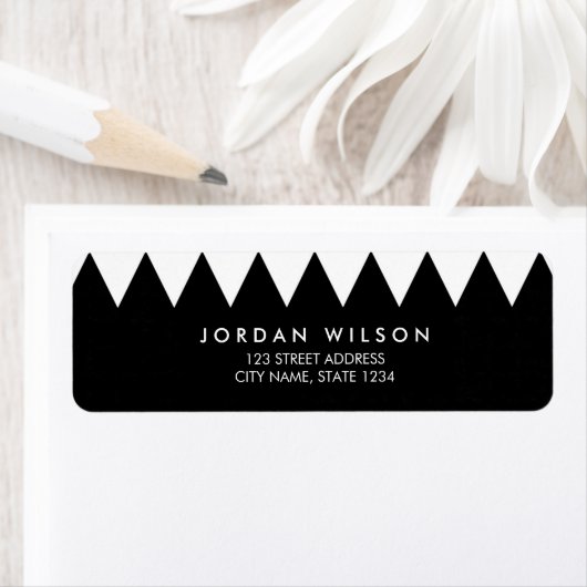 Zwart-wit Driehoek Minimalistisch Modern Adres Etiket (Insitu)