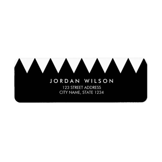 Zwart-wit Driehoek Minimalistisch Modern Adres Etiket (Voorkant)