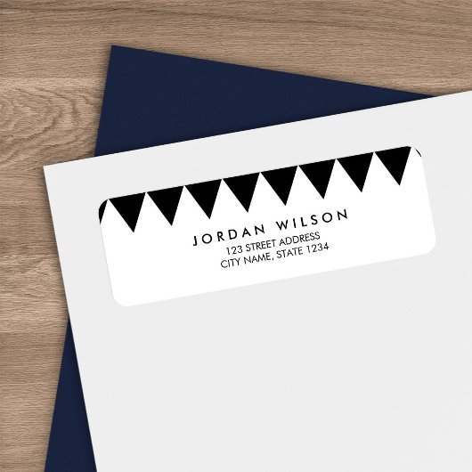 Zwart-wit Driehoek Patroon Modern Adres Etiket