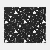 Zwart Wit Driehoek Vierkante Cirkel Memphis Patroo Fleece Deken (Voorkant (Horizontaal))