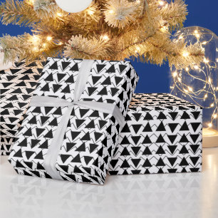 Zwart-wit driehoekige strepen cadeaupapier