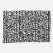 Zwart + wit driehoekpatroon: Monogram keuken Theedoek (Horizontaal)