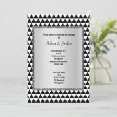 Zwart wit driehoekspatroon modern glitter kaart (Staand voorkant)