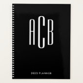 Zwart-wit drieletterig monogram planner (Voorkant)