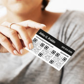 Zwart-wit driestukscode QR-Visitekaartje Visitekaartje