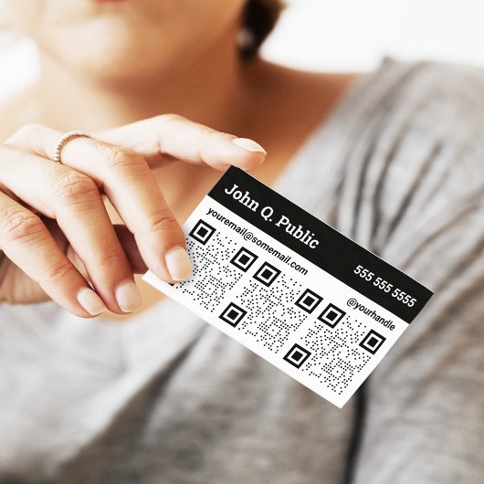 Zwart-wit driestukscode QR-Visitekaartje Visitekaartje