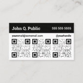 Zwart-wit driestukscode QR-Visitekaartje Visitekaartje (Voorkant)