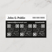 Zwart-wit driestukscode QR-Visitekaartje Visitekaartje (Voorkant)