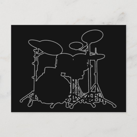 Zwart-wit drum kit Silhouette - voor drummers Briefkaart (Voorkant)