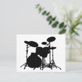 Zwart-wit drum kit Silhouette - voor drummers Briefkaart (Staand voorkant)