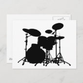 Zwart-wit drum kit Silhouette - voor drummers Briefkaart (Voorkant / Achterkant)