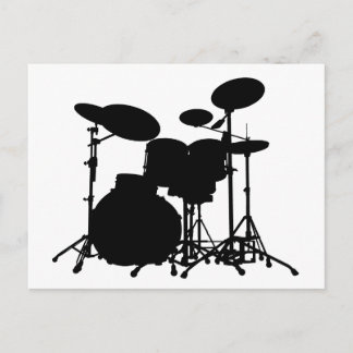 Zwart-wit drum kit Silhouette - voor drummers Briefkaart