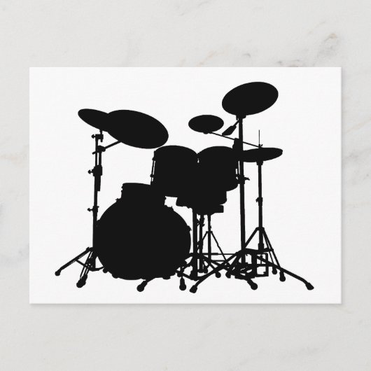 Zwart-wit drum kit Silhouette - voor drummers Briefkaart (Voorkant)