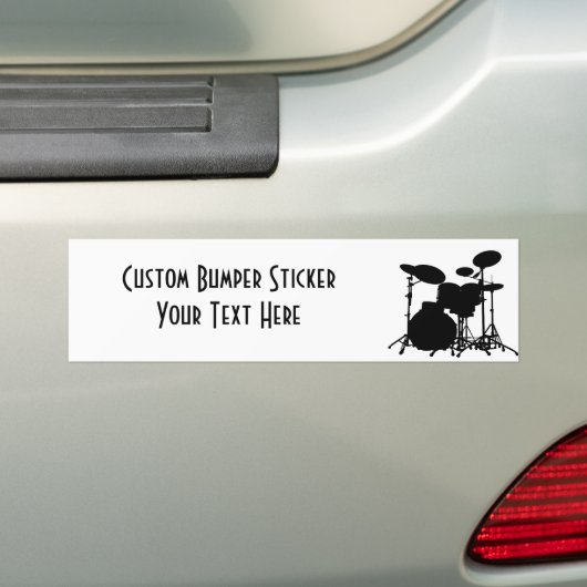 Zwart-wit drum kit Silhouette - voor drummers Bumpersticker (Op auto)