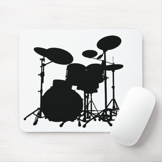 Zwart-wit drum kit Silhouette - voor drummers Muismat (Met muis)