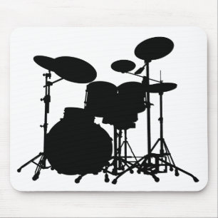 Zwart-wit drum kit Silhouette - voor drummers Muismat