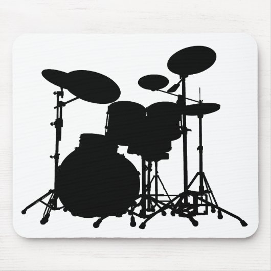 Zwart-wit drum kit Silhouette - voor drummers Muismat (Voorkant)