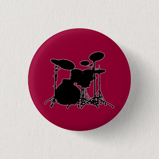 Zwart-wit drum kit Silhouette - voor drummers Ronde Button 3,2 Cm (Voorkant)