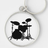 Zwart-wit drum kit Silhouette - voor drummers Sleutelhanger (Voorkant)