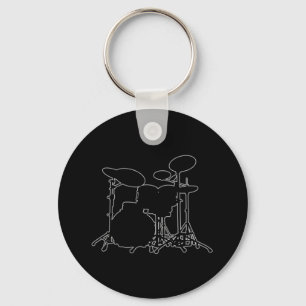 Zwart-wit drum kit Silhouette - voor drummers Sleutelhanger