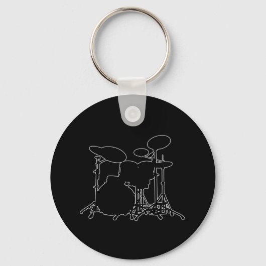 Zwart-wit drum Kit Silhouette - voor drummers Sleutelhanger (Voorkant)