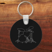 Zwart-wit drum Kit Silhouette - voor drummers Sleutelhanger (Voorkant)