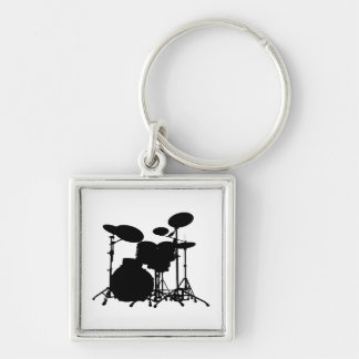 Zwart-wit drum kit Silhouette - voor drummers Sleutelhanger