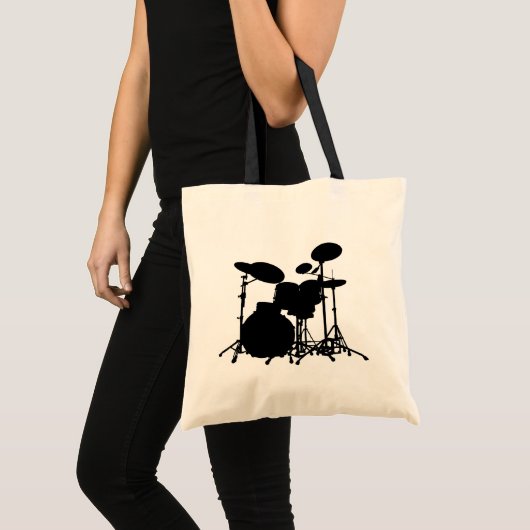 Zwart-wit drum kit Silhouette - voor drummers Tote Bag (Voorkant (product))