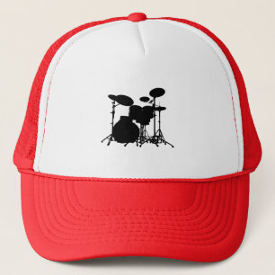 Zwart-wit drum kit Silhouette - voor drummers Trucker Pet