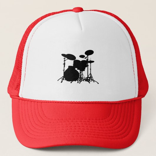Zwart-wit drum kit Silhouette - voor drummers Trucker Pet (Voorkant)