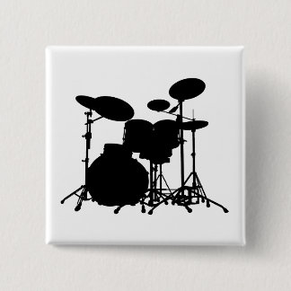 Zwart-wit drum kit Silhouette - voor drummers Vierkante Button 5,1 Cm