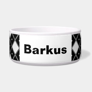 Zwart & Wit Dubbele Diamant Vorm Hondenkom Voerbakje