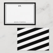 Zwart Wit Dubbele Grens Modern Monogram Gestreept Notitiekaartje (Voorkant / Achterkant)