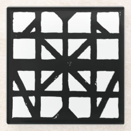 Zwart-wit Duits vakwerkhuispatroon Glazen Onderzetter
