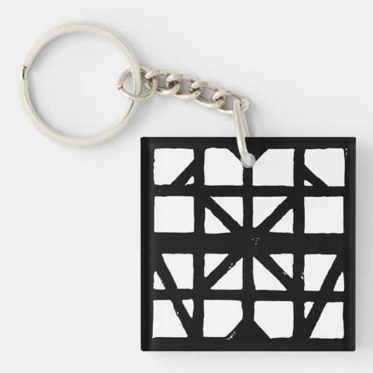 Zwart-wit Duits vakwerkhuispatroon Sleutelhanger (voorkant)