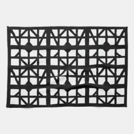 Zwart-wit Duits vakwerkhuispatroon Theedoek