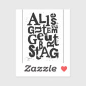Zwart-wit Duitse "Gefeliciteerd" Lino Print  Sticker (Vel)