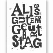 Zwart-wit Duitse "Gefeliciteerd" Lino Print  Sticker (Voorkant)