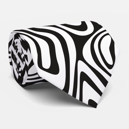 Zwart-wit Duizelig Abstract Stropdas (Opgerold)