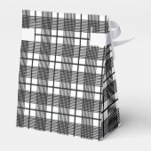 Zwart-wit dun glen spelpatroon bedankdoosjes (Achterkant)