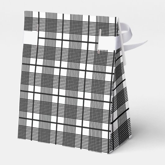 Zwart-wit dun glen spelpatroon bedankdoosjes (Achterkant)