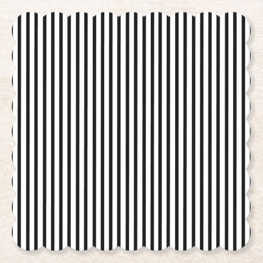 Zwart-wit dunne streep kartonnen onderzetters (Voorkant)