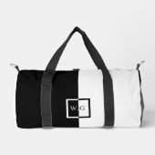 Zwart-wit duo dambord initialen asymmetrie plunjezak (Voorkant)