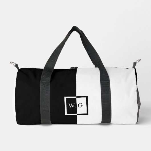 Zwart-wit duo dambord initialen asymmetrie plunjezak (Voorkant)