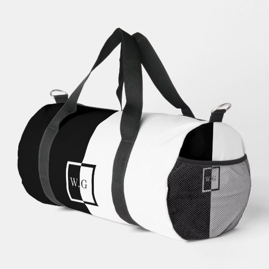 Zwart-wit duo dambord initialen asymmetrie plunjezak (Rechterhoek)